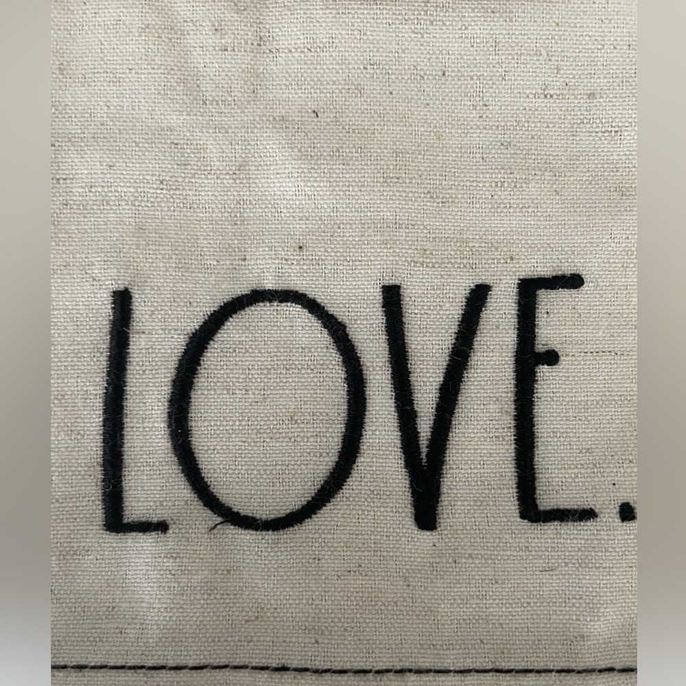 Rae Dunn Love Embroidered Napkins in Cream and Black - Picture 2 of 4